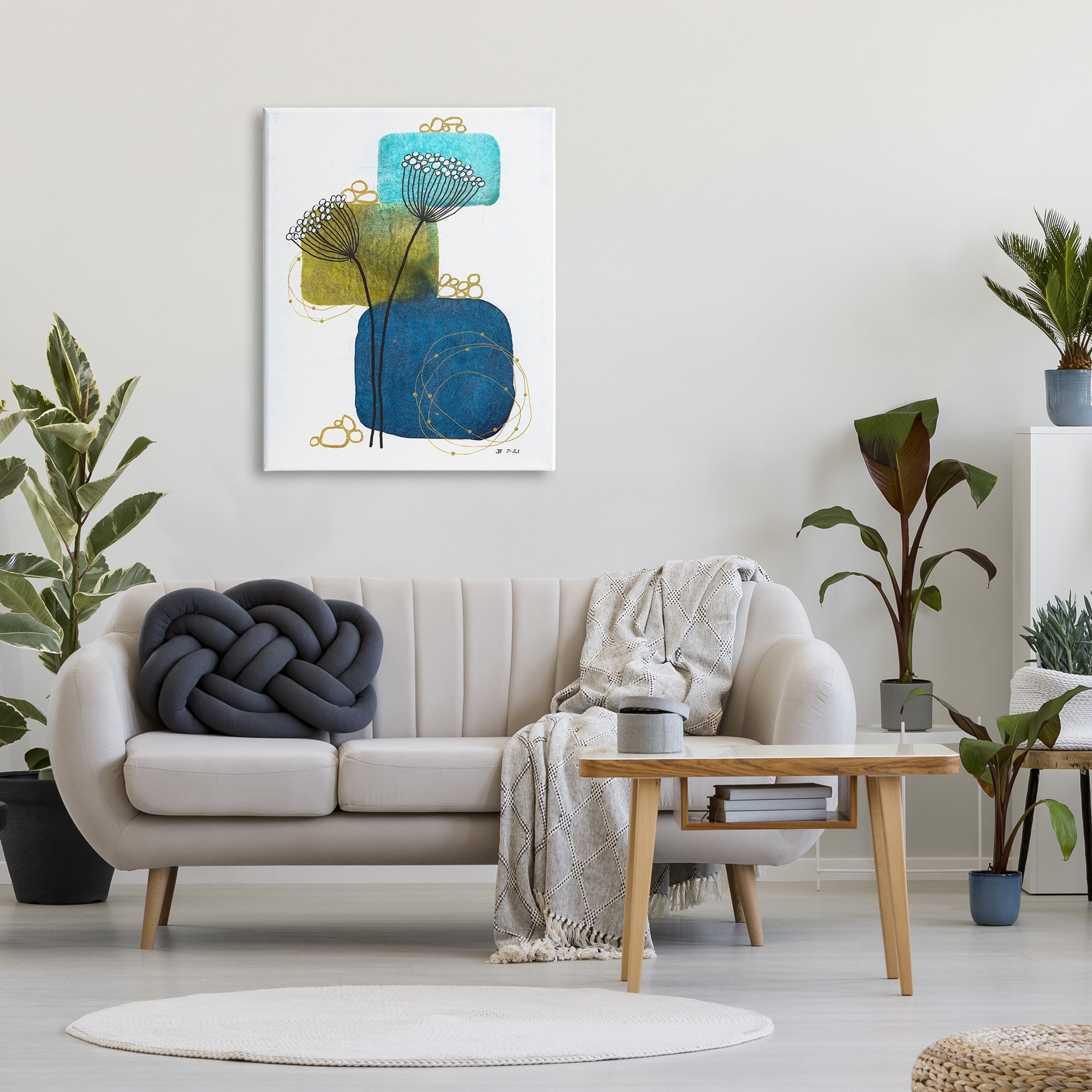 Stupell Industries Dandelion Buds on Blue Botanical & Floral Painting Gallery Wrapped Canvas Print Wall Art, 30 x 40