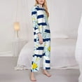 thumbnail image 4 of Junzan Daisy Striped Nautical Print Womens Pajama Sets,Long Sleeve Button Down For Women Pjs 2 Piece, 4 of 9