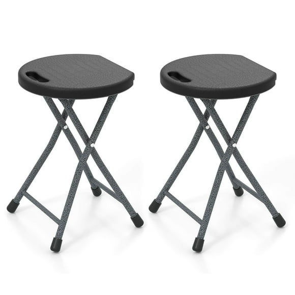 Gymax 2PCS 18''H Folding Stool Portable & Foldable Camping Chair w/ Built-in Handle