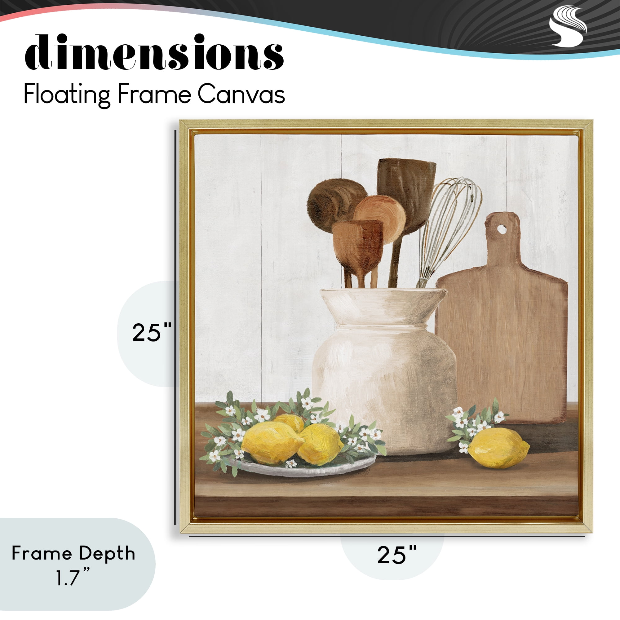 Stupell Industries Country Kitchen & Lemons Gold Framed Floater Canvas Wall Art, design by White Ladder