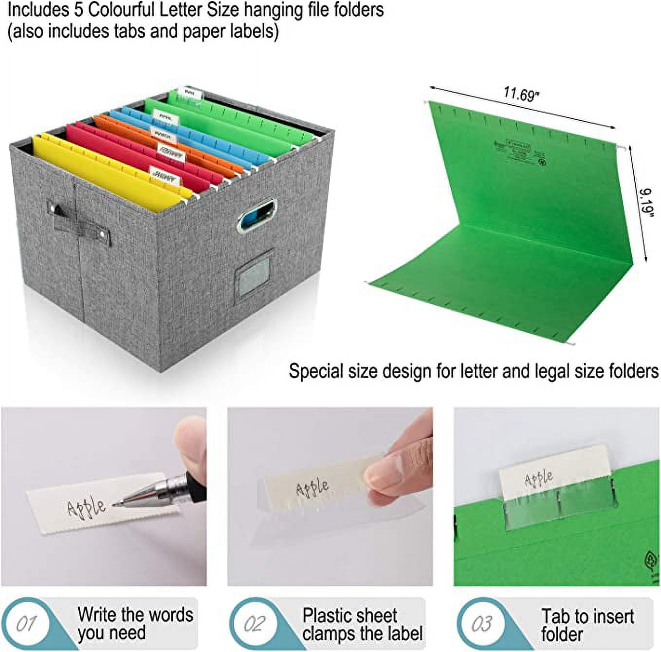 File Box with 5 Hanging Filing Folders, Document Indonesia | Ubuy