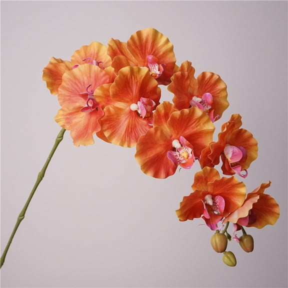 XmhyTop Artificial Orange flowers - 9 Flowers per Stem, 3 Stems Pack, 38.58x3.94x38.58 Inch, Lifelike Fake Orchids for Home Decor Indoor