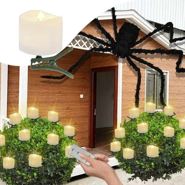 9 velas LED parpadeantes con control remoto y pinzas | Velas electrónicas de plástico, impermeables y sin llama, para decoración de Halloween, Navidad, bodas y fiestas.