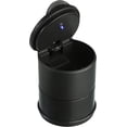 thumbnail image 1 of Cenicero portavasos de plástico negro con tapa y luz LED - Accesorio interior para coche - Autocaravana - Luz LED - Porta cigarrillos - Color, 1 of 5