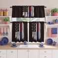 thumbnail image 2 of AbstractAmerican Flag Kitchen Curtains Valances 3 Piece Set, Patriot Black Symbol Rod Pocket Tier Curtain and Valance Drapes for Small Window 24 Inch Length for Bedroom Cafe, 2 of 9