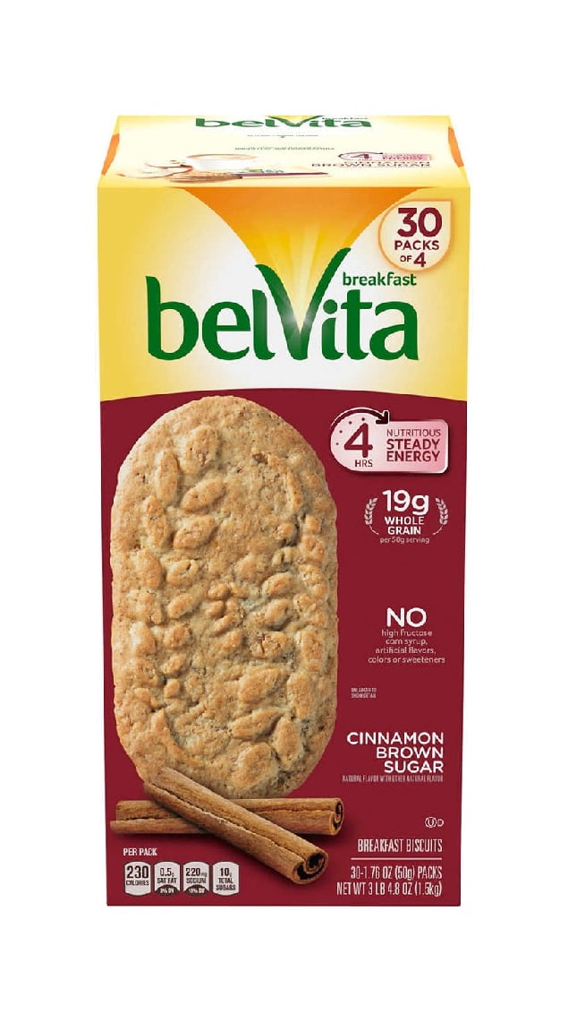 belVita Breakfast Biscuit, Cinnamon Brown Sugar, 1.76 oz, 30 ct 1PK