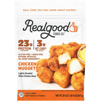 Realgood Foods Co. Lightly Breaded Chicken  Nuggets, 20 oz Bag (Frozen)