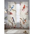 thumbnail image 2 of Vintage Birds Sheer Curtains 96 Inch Long 2 Panels, Retro Floral Flower Branch Rustic Farmhouse Light Filtering Rod Pocket Semi Sheer Curtains, Sheer Voile Drapes for Living Room Bedroom, 52"x96", 2 of 5