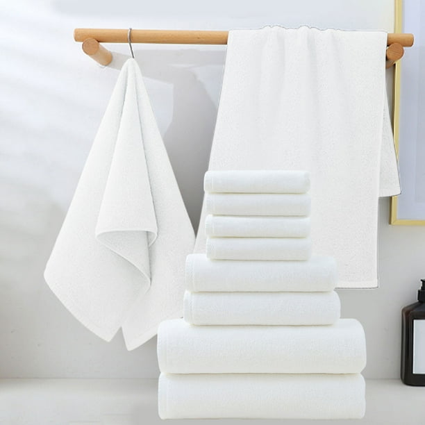 Juego de 8 toallas de baño de algodón, superabsorbentes, de secado rápido, suaves y afelpadas, para baño de invitados, spa, hotel de lujo, Aestivo | Blanco | AESTIVO