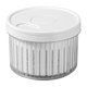 thumbnail image 1 of Contenedor de frutas y verduras, caja de almacenamiento de cebollino de plástico multifuncional de forma redonda, color blanco, 1 of 5