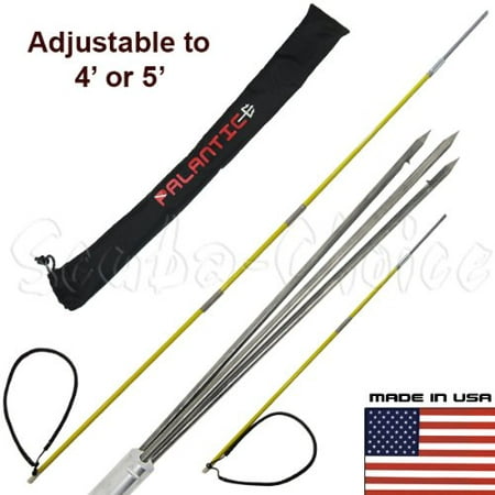 6' Travel Spearfishing 3Piece Pole Spear 3 Prong Paralyzer Adjustable to 4' &