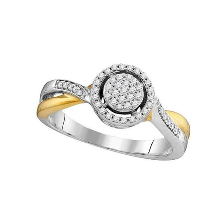 Two Circles Ring 10kt Two-tone Gold Womens Round Diamond Circle Cluster Bridal Wedding Engagement Ring 1/5 Cttw ()