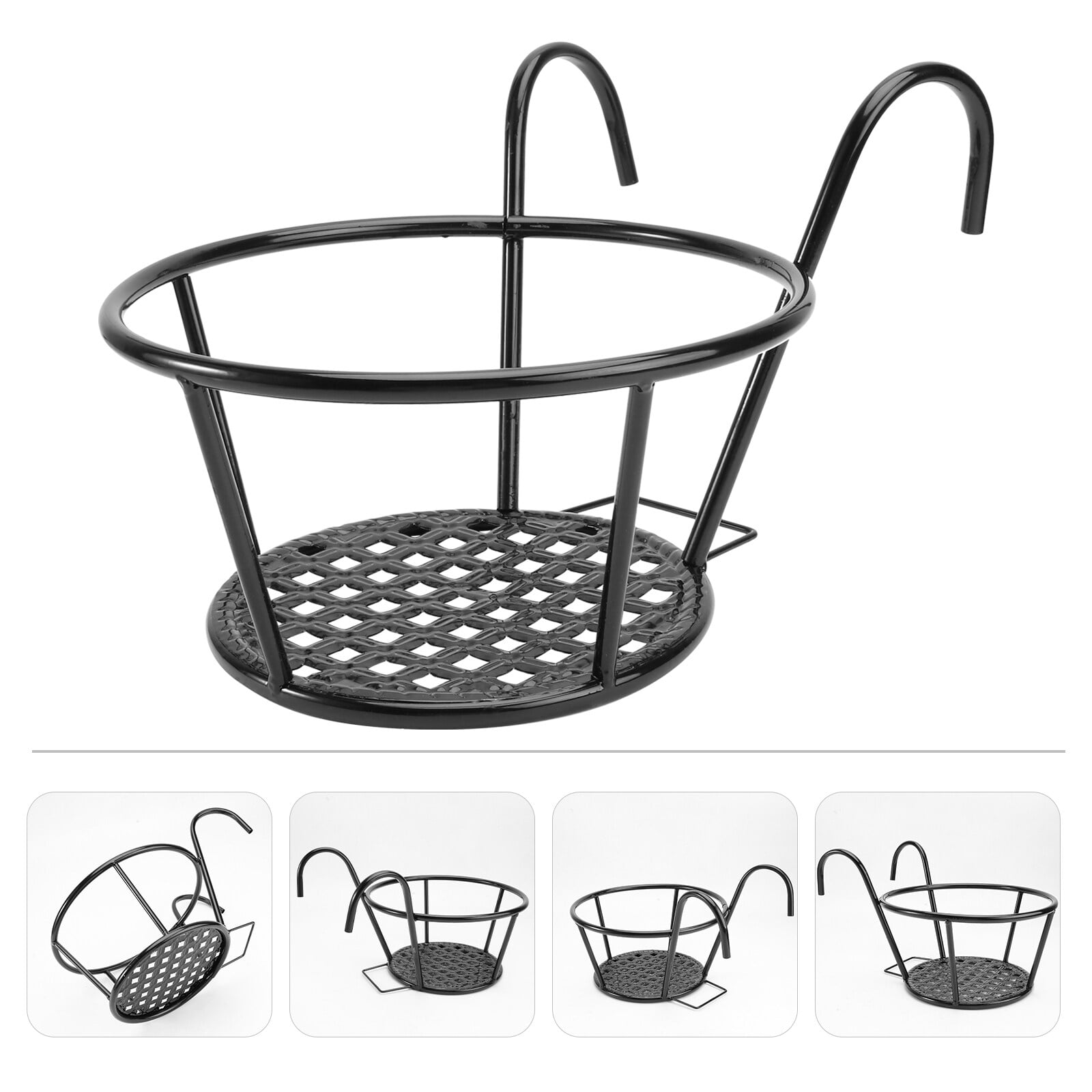 Hanging Railing Planters 7 Inch Flower Pot Holders Black Potted Stand