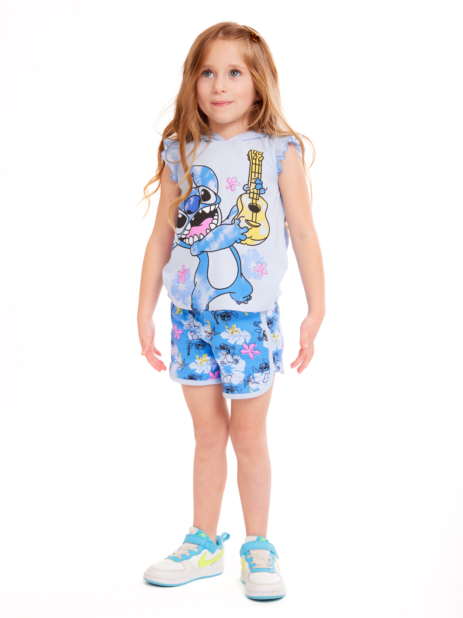 Disney Toddler Girl Stitch Cosplay Graphic Hoodie and Shorts Set, 2-Piece, Sizes 2T-5T