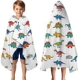 thumbnail image 3 of White Cartoon Fantasy Dinosaurs Pattern Hooded Bath Towel，50"x30" for Ages 3 To 12 Kids, Quick Dry Lightweight Soft Microfiber Hood Beach Towel Cover Up for Kids, 3 of 7
