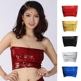 thumbnail image 3 of Blusa de tubo Zulema Lentejuelas Hombros Descubiertos Danza del Vientre Rojo, 3 of 8