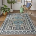 thumbnail image 2 of Feizy Foster Transitional Medallion, Gray/Blue/Green, 10' x 13'2" Area Rug Easy Care Stain Resistant Fade Resistant Classic Bordered Floor Rug for Living room Bedroom, 2 of 7