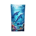 thumbnail image 3 of AZXY Dolphin Coral Reef Print Beach Towel, Oversized Microfiber Quick Dry Sand Free Absorbent Bath Towel for Adults, Ocean Themed Beach Blanket for Pool, Travel, Gym, Camping, 66.93x29.53 Inch, 3 of 7