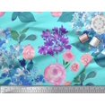thumbnail image 3 of Soimoi Tissu Popeline de Coton Imprimé Feuilles & Roses au Mètre 56 Pouces de Large, 3 of 3