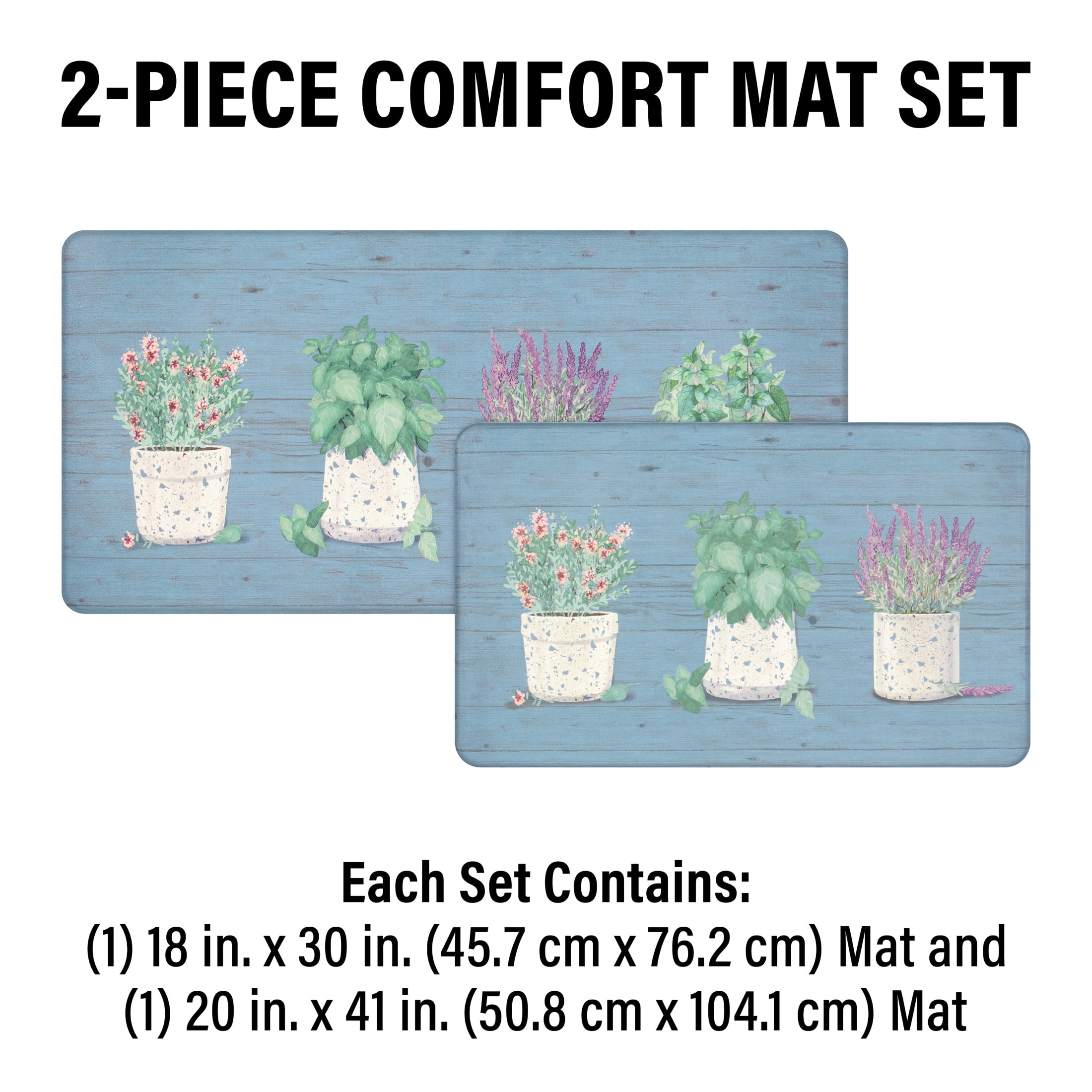 Apache Mills Cushion Comfort Terrazzo Pots Kitchen Anti-Fatigue Mat, 18" x 30" & 20" x 41", 2 pack