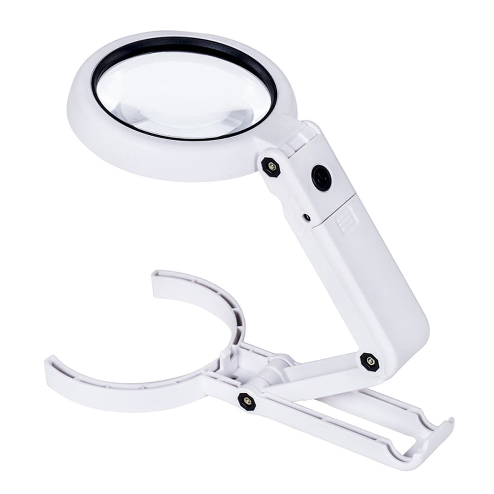 5X 11X Magnifying Glass With Light 8 LED Lamp Magnifier Foldable Stand 