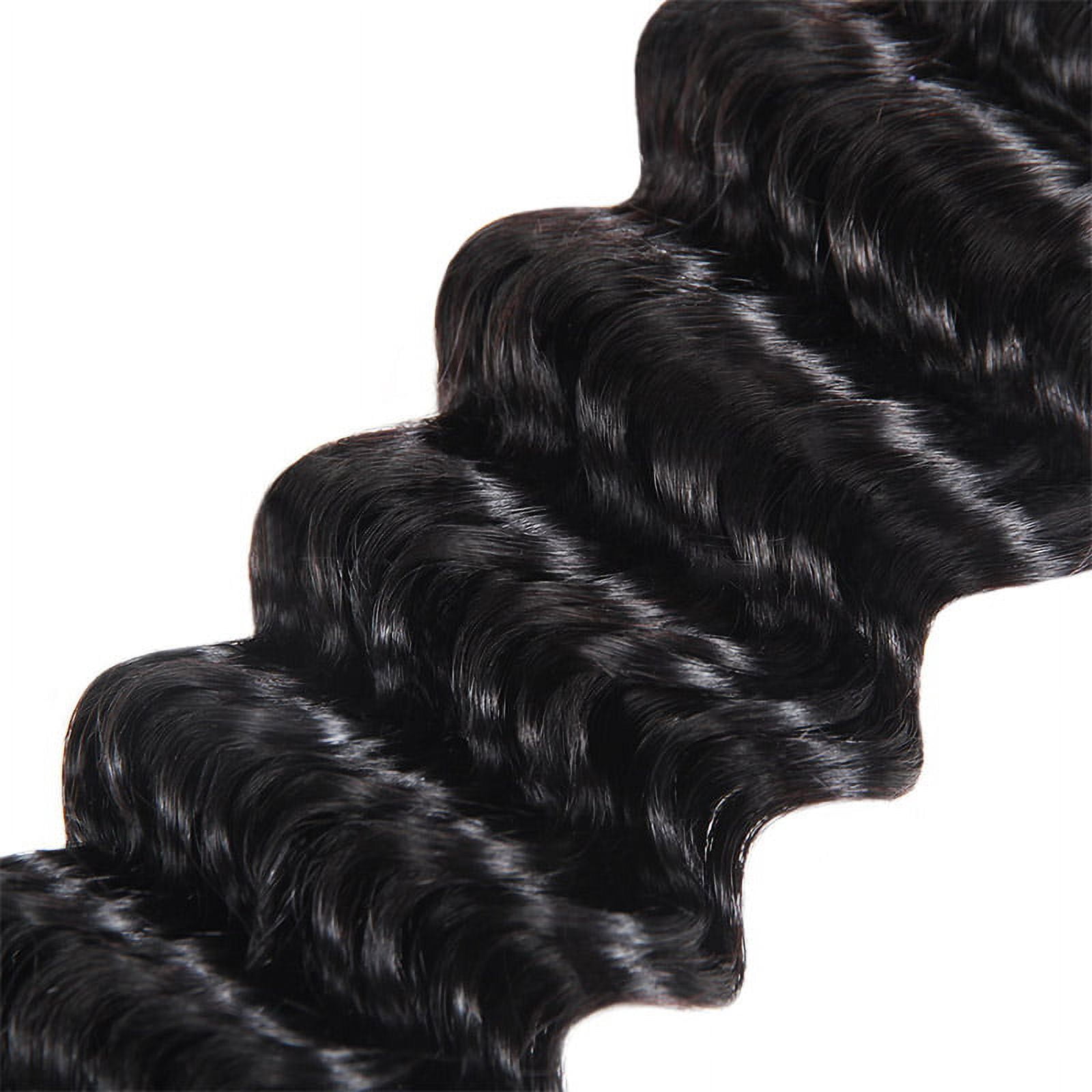 USTAR Brazilian Remy 9A Human Hair Deep Wave 3 Bundle Hair Weave Extensions Natural Black Color 22"+24"+26"