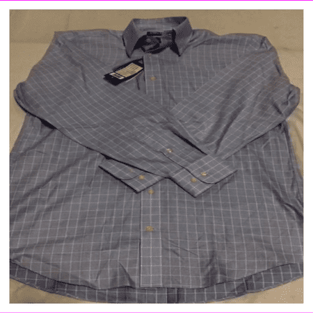 Kirkland Signature Mens Traditional Fit non iron Long Sleeve Dress shirt 15.5-32/33/Blue/ White