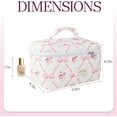 thumbnail image 4 of Bow Makeup Bag Organizer, Travel Makeup Bags for Women, Quilted Cosmetic Bag for Women, Large Travel Toiletry Bag, Cute Makeup Bags for Teen Girls, Cute Toiletry Bag Organizer, 4 of 13