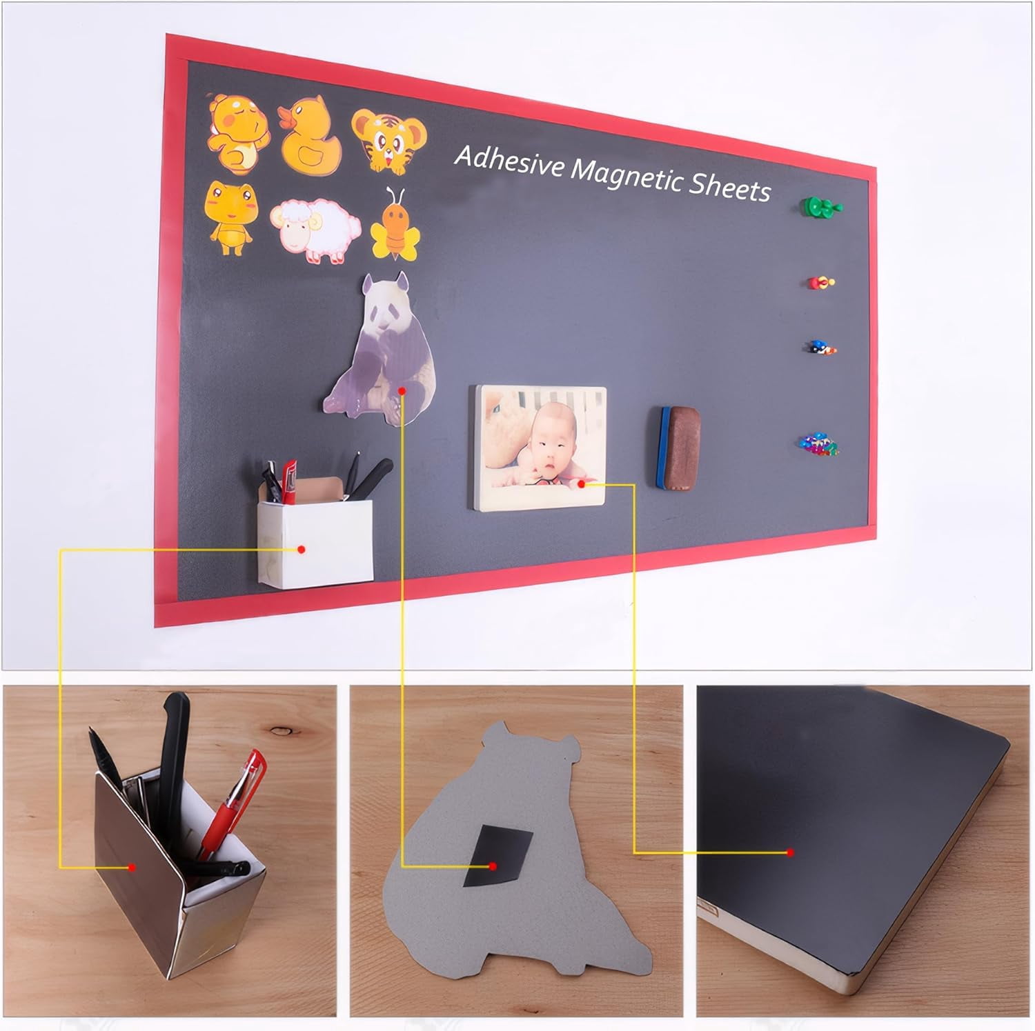 6PCS Magnetic Sheets with Adhesive:Strong Magnets with Adhesive Backing,Magnetic Paper for Crafting and Cutting,Magnetic Sheets for DIY Photo Stickers and Refrigerator Magnets, 8.5 × 11 Inch
