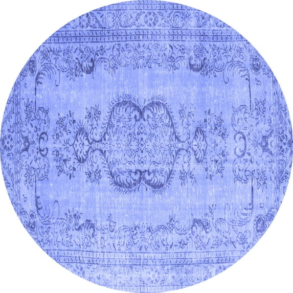 Ahgly Company Machine Washable Indoor Round Persian Blue Bohemian Area Rugs, 5' Round