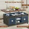 thumbnail image 5 of Flycity 48" Farmhouse Lift Top Coffee Table with Storage Sliding Barn Door, Lifting Tabletop Rustic Center Table with Large Hidden Compartment for Living Room, Black & Brown, 5 of 8