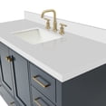 thumbnail image 4 of ARIEL Cambridge 55" Midnight Blue Bathroom Vanity with Sink, 1.5" Edge Pure White Quartz Countertop & Backsplash, Center Rectangular Sink, 2 Soft Closing Doors, 9 Full Extension Dovetail Drawers, 4 of 8