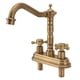 thumbnail image 4 of Grifo de lavabo antiguo G1/2 de 2 manijas, mezclador de agua fría y caliente de cobre para cocina y baño, dorado, tipo 2, 4 of 14