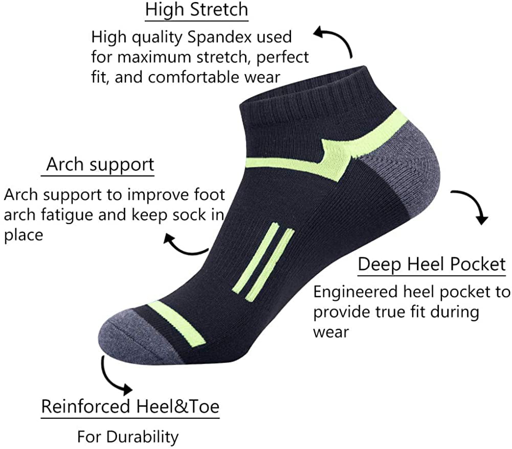 Mens Athletic Ankle Sports Running Low Cut Socks for Men 5 Pack 