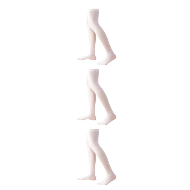 Minnieouse Paquete de 4 calcetines hasta el muslo de 32 cm Botas sobre la rodilla Medias hasta el muslo blanco 3Conjunto