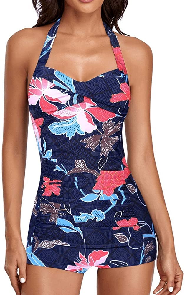 Elegant Inspired Boy Leg One Piece Ruched Monokinis Swimsuit Flowered