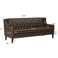 thumbnail image 3 of Mid-Century Modern 3 Seats Faux Leather Sofa Button Tufted Couch For Living Room Office Apartment, 3 of 5