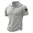 thumbnail image 2 of GrmtClth Mens American Flag Polo Shirt Summer Collared Shirts Gym Tops Button Up Short Sleeve Dressy Golf Polos Light Gray 2XL, 2 of 4