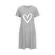 thumbnail image 4 of Camisón corto de poliéster para mujer, talla grande, estampado de San Valentín, cuello redondo, manga corta, 4 of 4