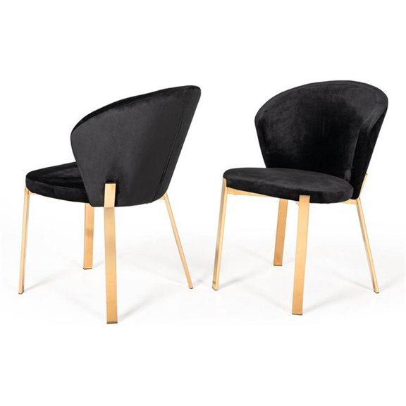 Limari Home Nadia 19.5" Modern Velvet Dining Chairs in Black (Set of 2)
