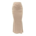 thumbnail image 5 of Women's Solid Color Skirts High-Waisted Pleated Fishtail Pencil Skirt Simple Fashion Half-body Skirt, 5 of 5