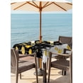 thumbnail image 2 of Outdoor Tablecloth with Umbrella Hole and Zipper, Black Yellow Christmas Balls Square Table Cloth 60x60 Inch Waterproof Tablecloth, Xmas Snowflake Picnic Table Cover for Patio Camping, 2 of 7