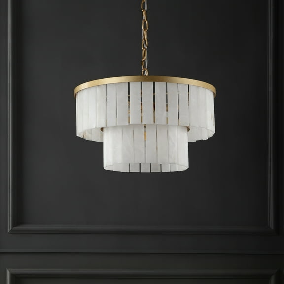 Safavieh Couture Kiandra 4-Light 2-Tier Modern Gold White Marble Chandelier