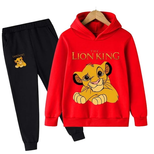 El Rey León Sudadera con capucha conjuntos niños invierno niños moda sudaderas con capucha pantalones 2 uds chándales bebé niño ropa traje 4-14Years150CM Gao Jinjia LED