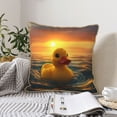 thumbnail image 4 of KLL Cartoon Swimming Yellow Duck Decorative Throw Pillow Covers Velvet Soft for Couch Sofa Bedroom Living Room Outdoor (No pillow core)- 20"x20", 4 of 5