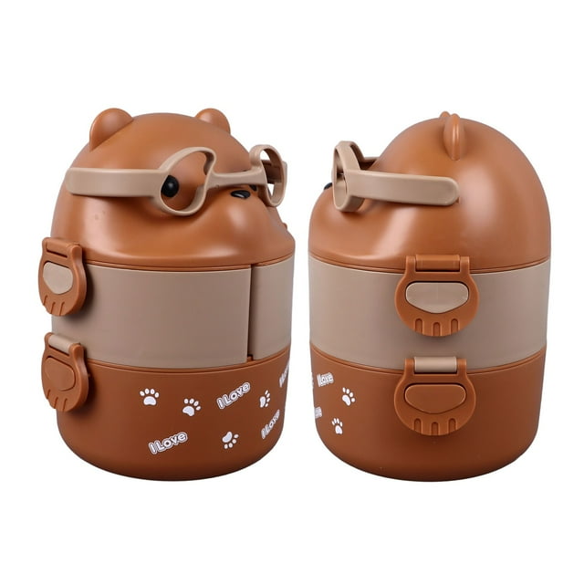 Portable Bento Lunch Box, 2 Layer Containers for School, Work, Camping - Bear Shape, Excellent Thermal Insulation, Muti Purpose