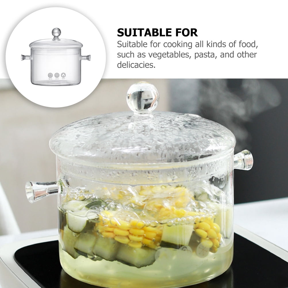 Glass Instant Noodle Bowl Kitchen Cookware Soup Pot Clear Cooking Utensils Simmering for Stovetop