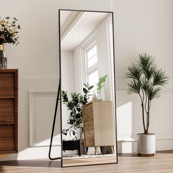 Anyrose 59" x 16.1" Full Length Mirror with Stand, Wall-Mounted Full Body Mirror,Black