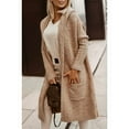 thumbnail image 4 of Womens Long Cardigan Cable Knitted Open Front Oversized Long Sleeve Hooded Outerwear Sweater Coat Camel M, 4 of 8