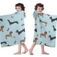 thumbnail image 4 of Dachshund Footprint Bone Hooded Bath Towel，60"x35" for Ages 3 To 12 Kids, Quick Dry Lightweight Soft Microfiber Hood Beach Towel Cover Up for Kids, 4 of 7